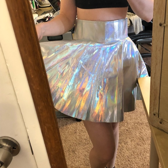 Rave skirt holographic bottom mini skater hologram - Picture 7 of 8